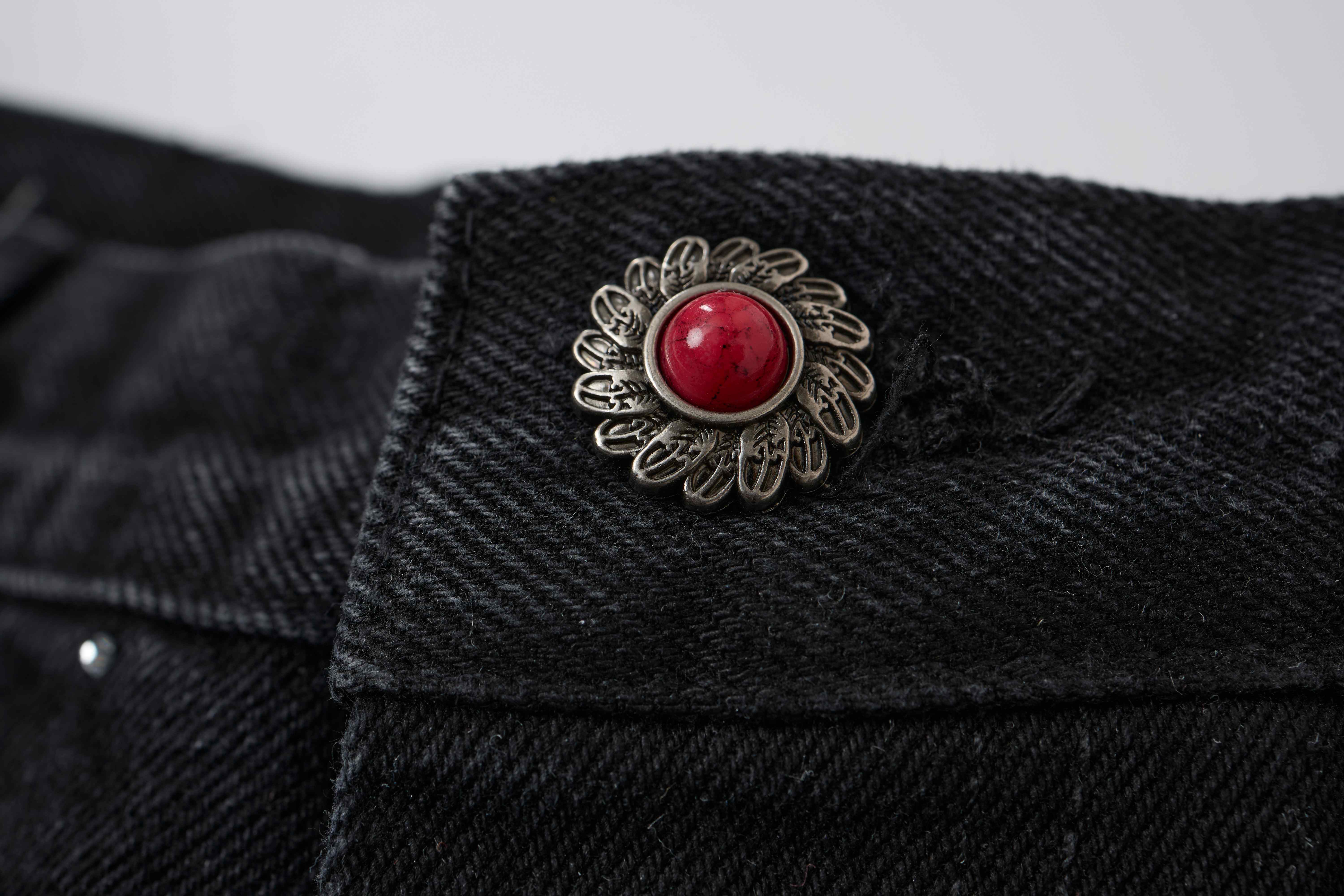 Omirad Pearl Studded Denim Shorts