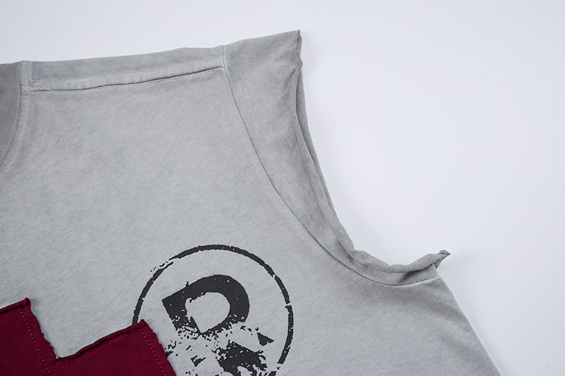 Omirad Distressed Cross Sleeveless T-Shirt