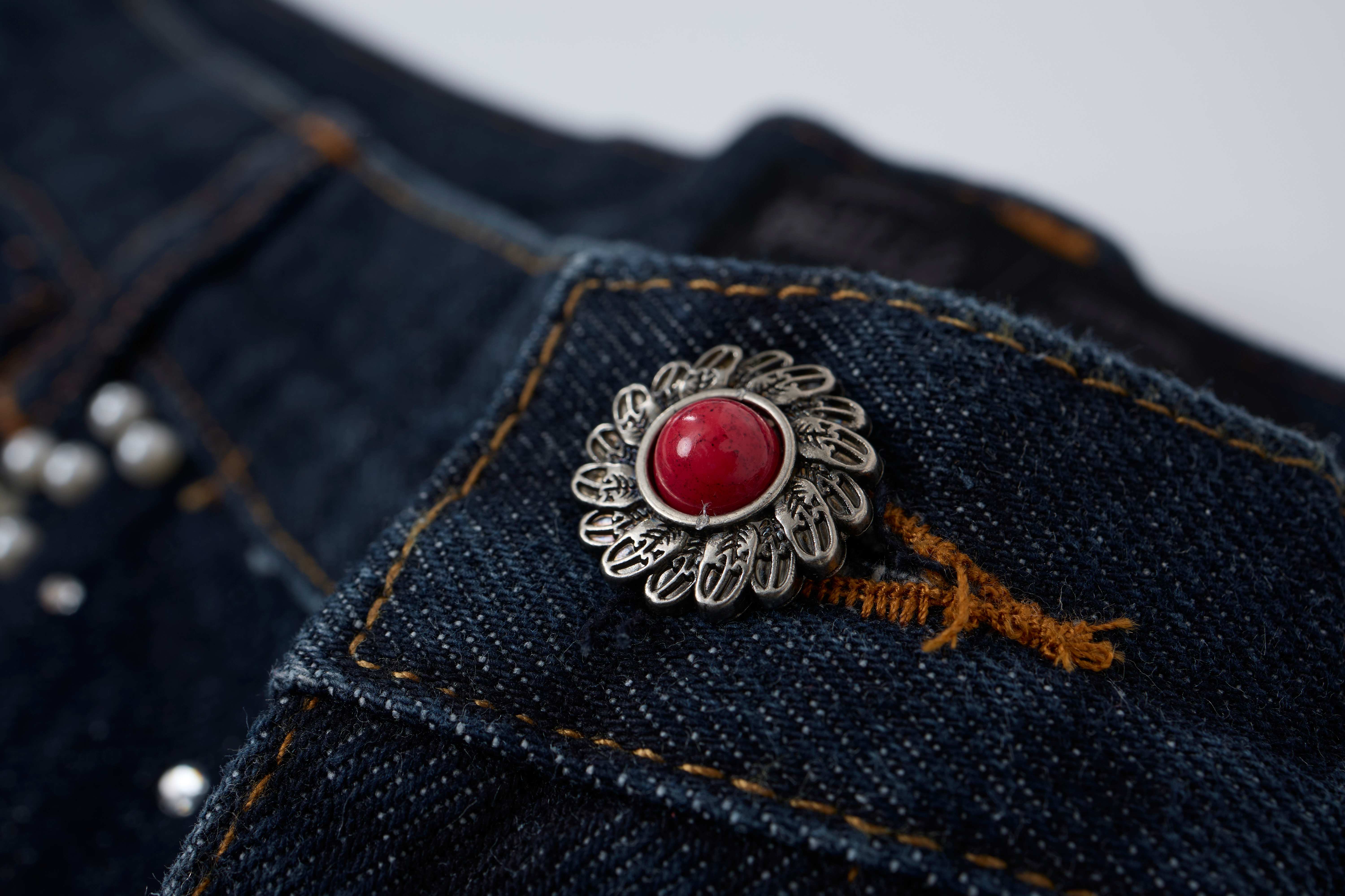 Omirad Pearl Studded Denim Shorts