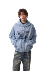 Omirad Collage Graphic Zip-Up Hoodie