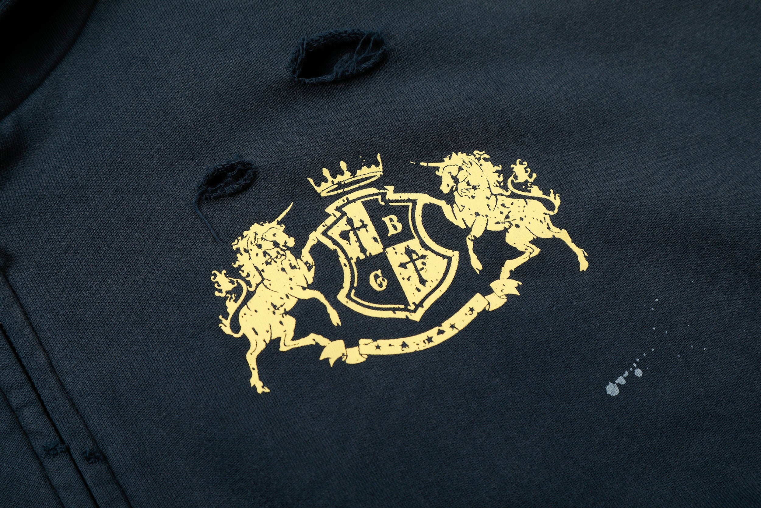 Omirad Distressed Crest Zip-Up Hoodie