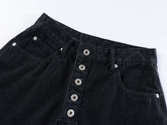 Omirad “Arc Button Wide Denim Shorts”