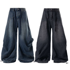 Omirad Layered Plaid Baggy Jeans