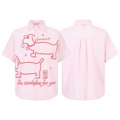 Omirad “Puppy For You” Striped Short-Sleeve Shirt