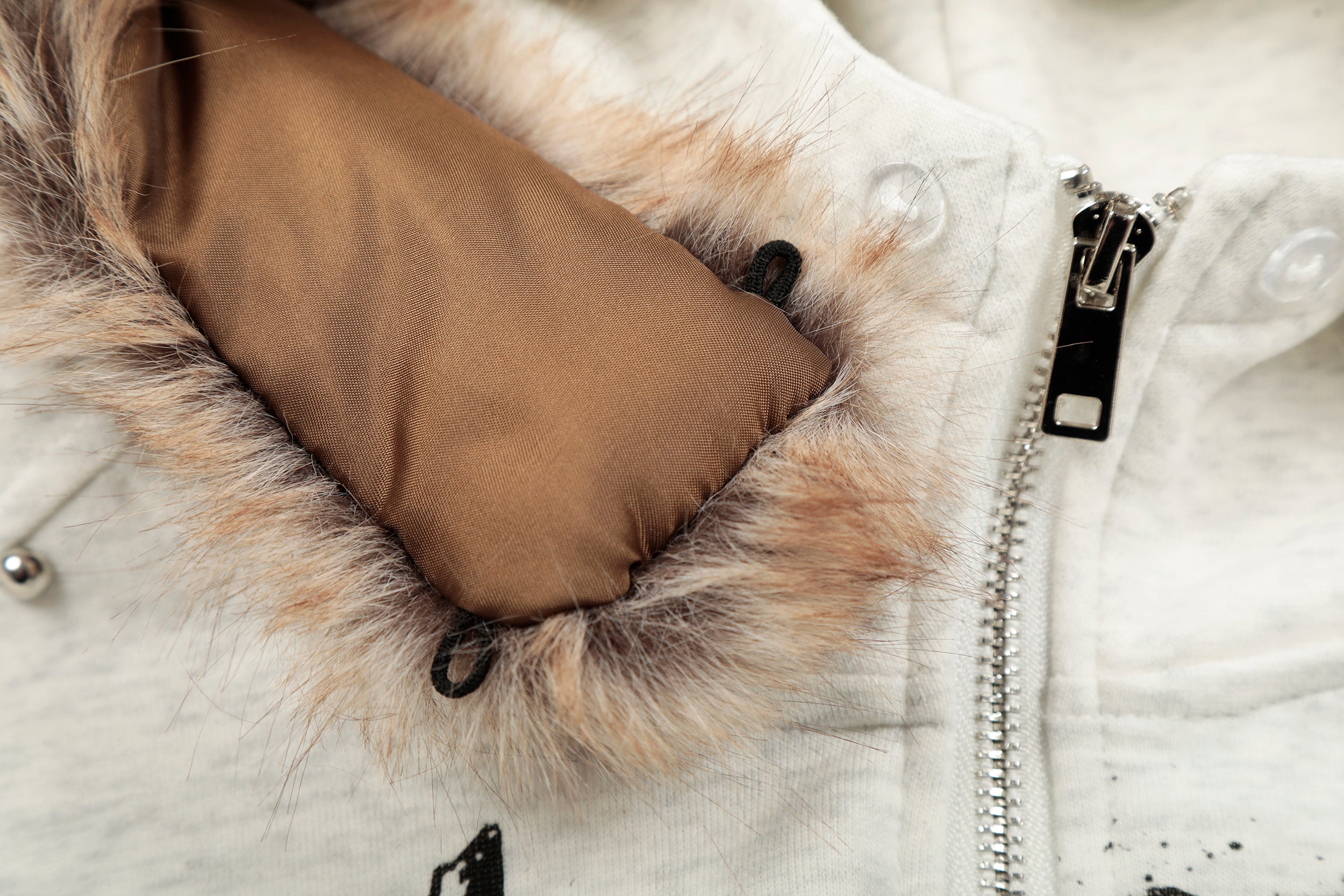 Omirad Faux-Fur Collar Graphic Zip Hoodie