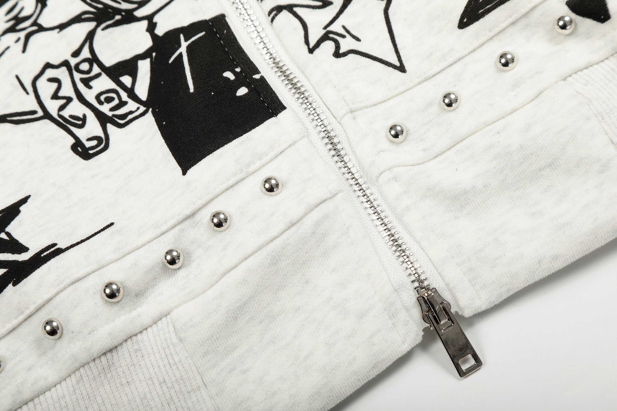 Omirad Faux-Fur Collar Graphic Zip Hoodie