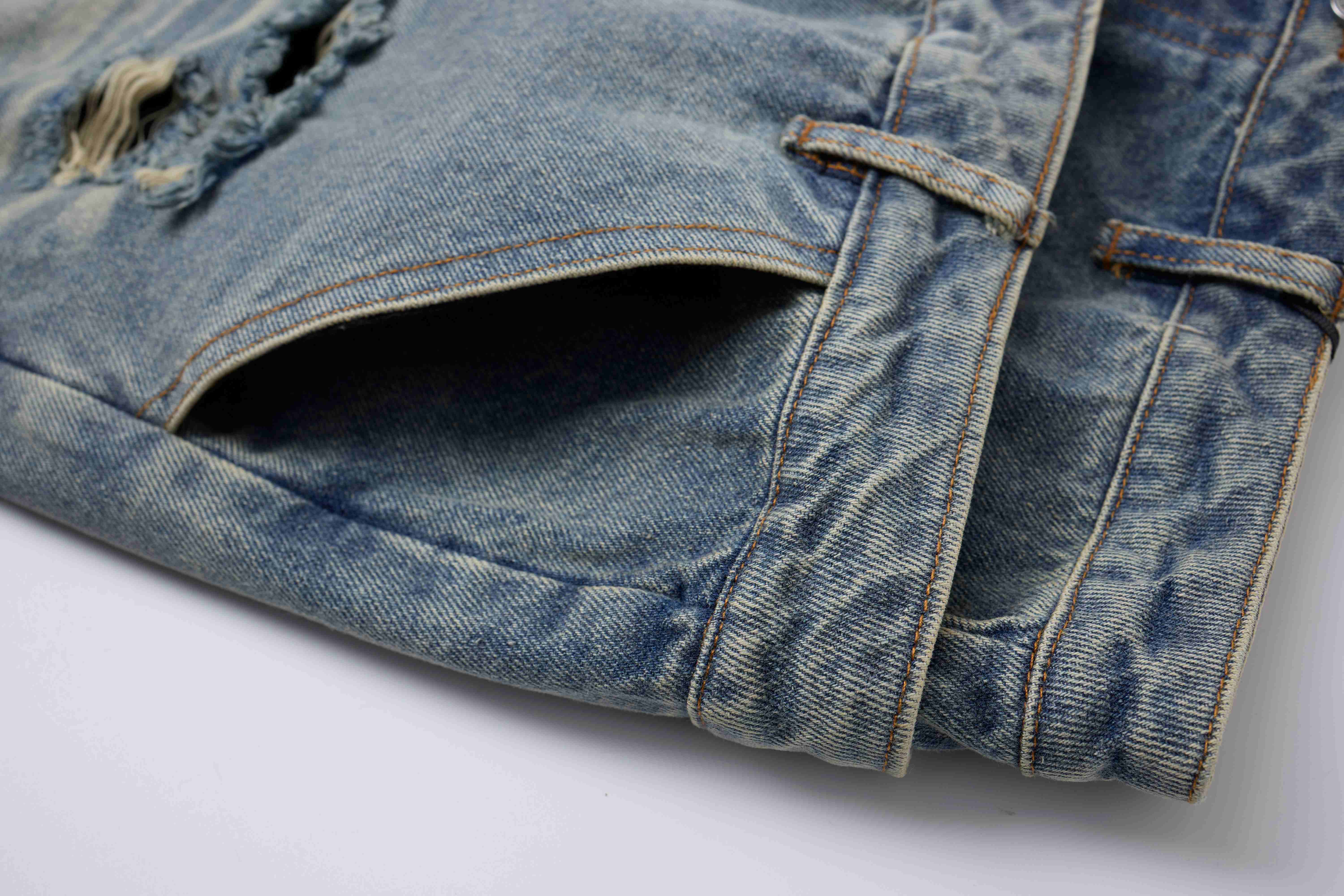 Omirad Distressed Layered Waist Denim Shorts