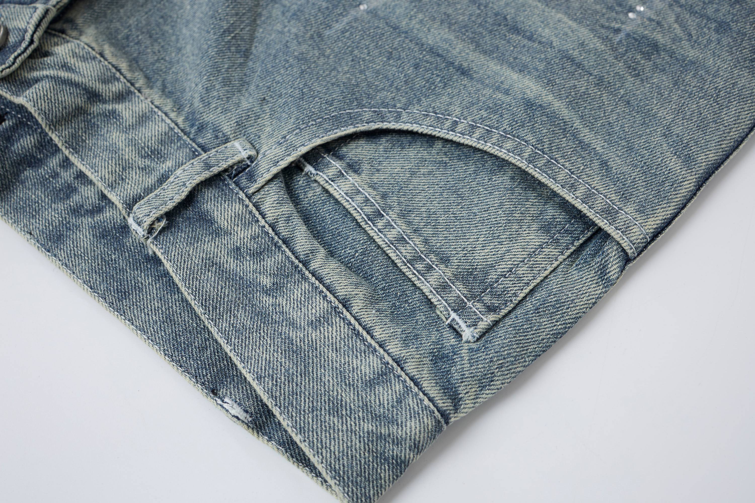 Omirad Rhinestone Wash Denim Shorts