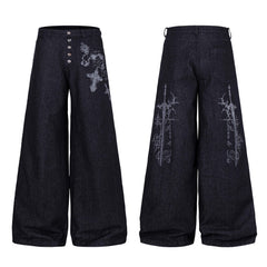 Omirad Gothic Cross Wide-Leg Jeans