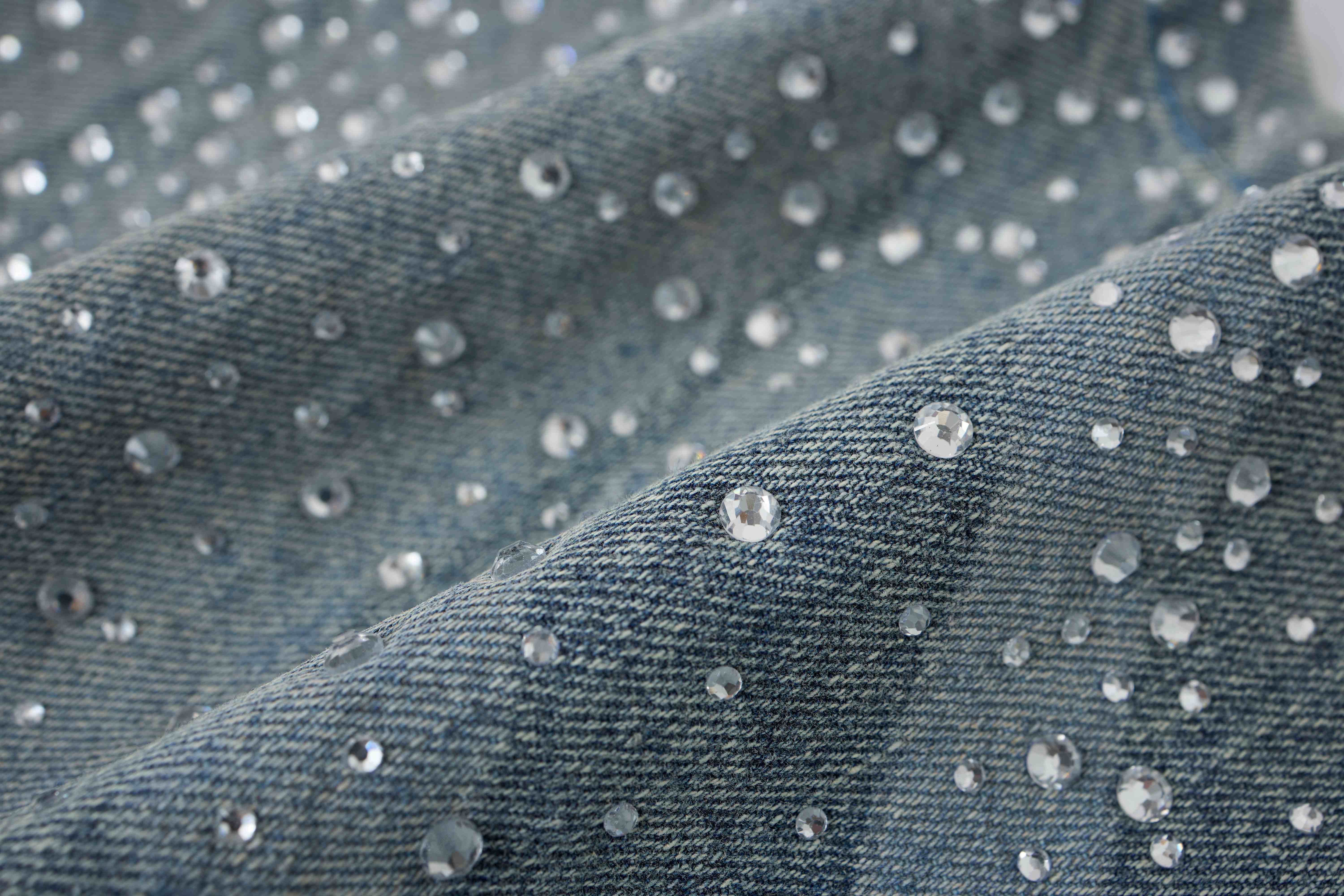 Omirad Rhinestone Wash Denim Shorts