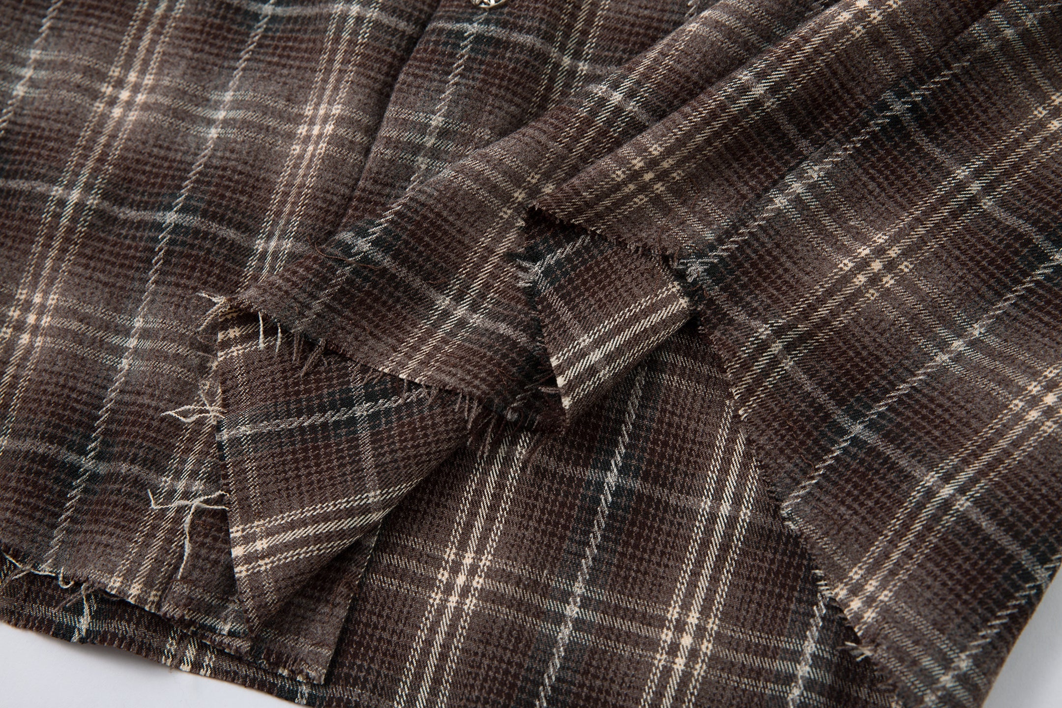 Omirad Layered Plaid Fringe Shirt