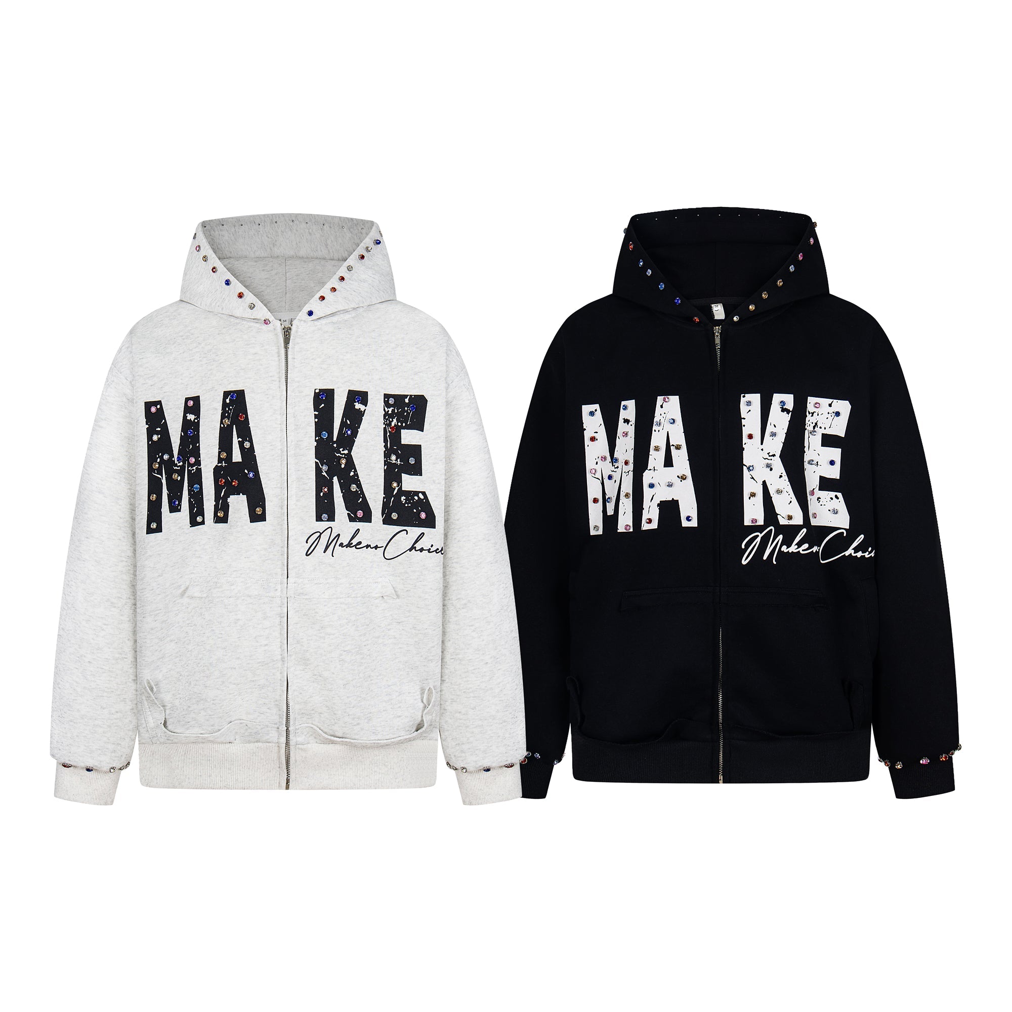 Omirad “MAKE” Studded Zip Hoodie