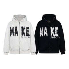 Omirad “MAKE” Studded Zip Hoodie