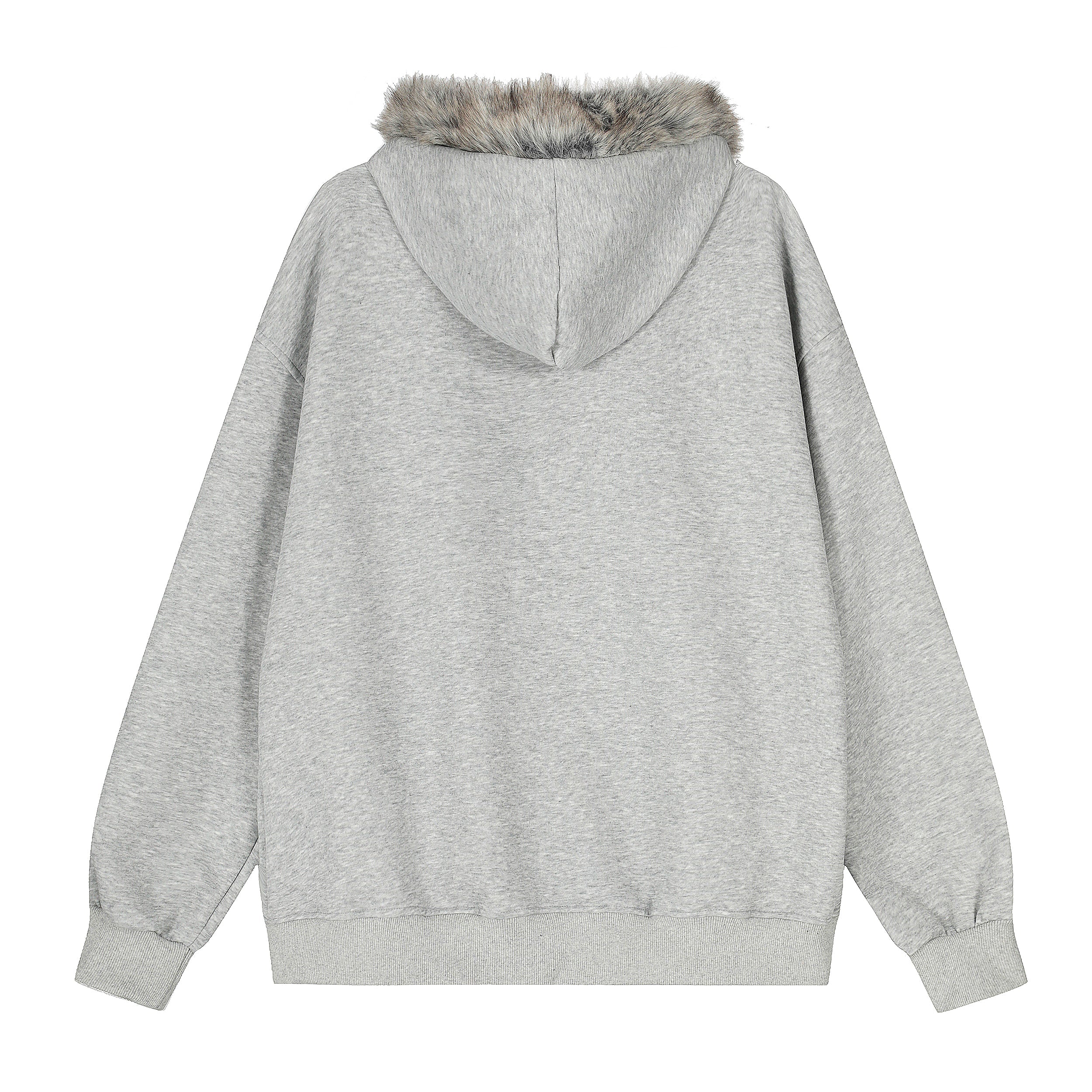 Omirad Faux-Fur Collar Graffiti Zip Hoodie