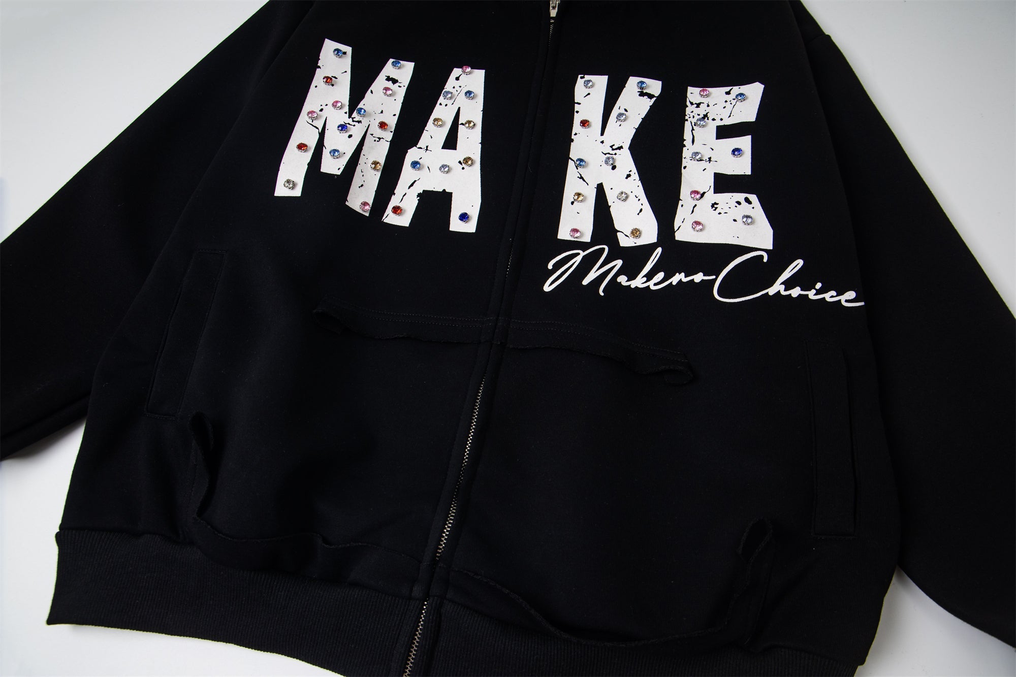 Omirad “MAKE” Studded Zip Hoodie