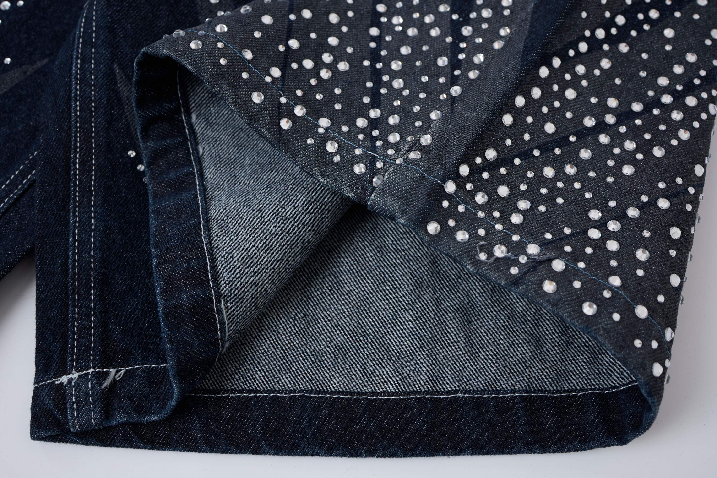Omirad Rhinestone Wash Denim Shorts