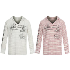 Omirad Striped Graphic Hooded Long Sleeve Tee