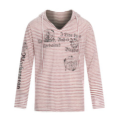Omirad Striped Graphic Hooded Long Sleeve Tee