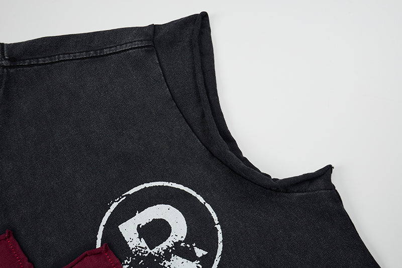 Omirad Distressed Cross Sleeveless T-Shirt