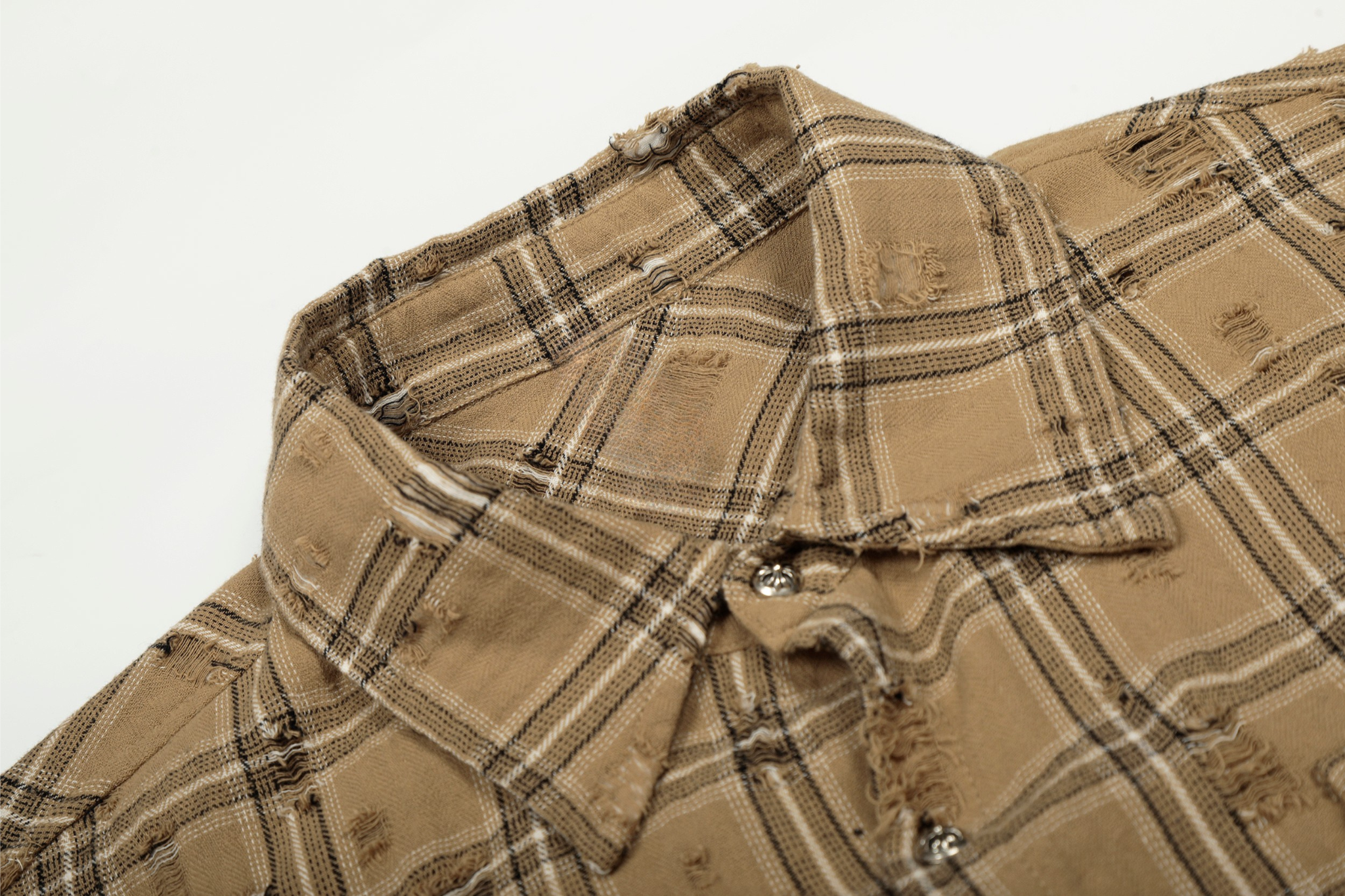 Omirad Distressed Plaid Shirt Jacket