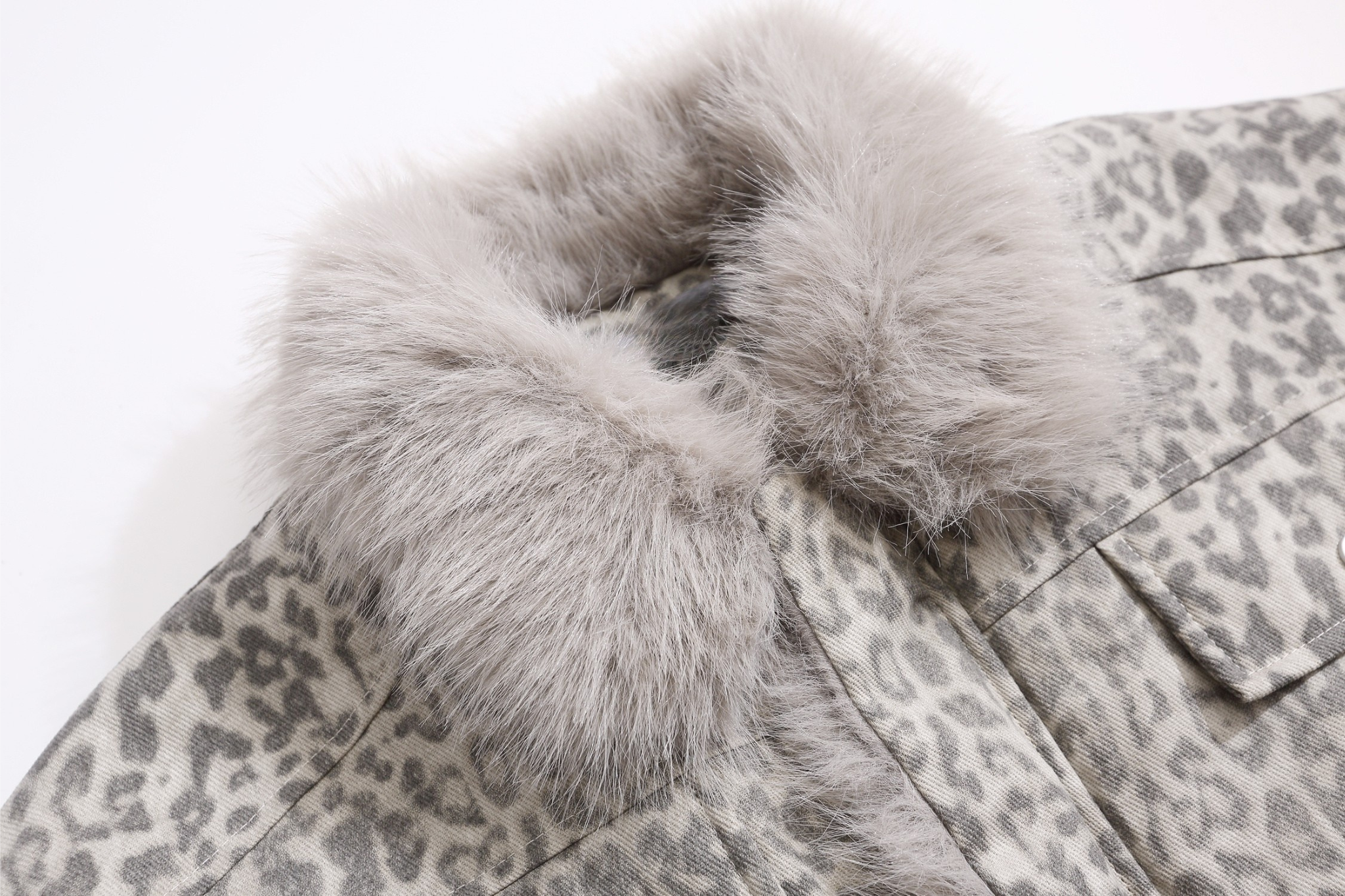 Omirad Leopard Faux Fur Collar Jacket