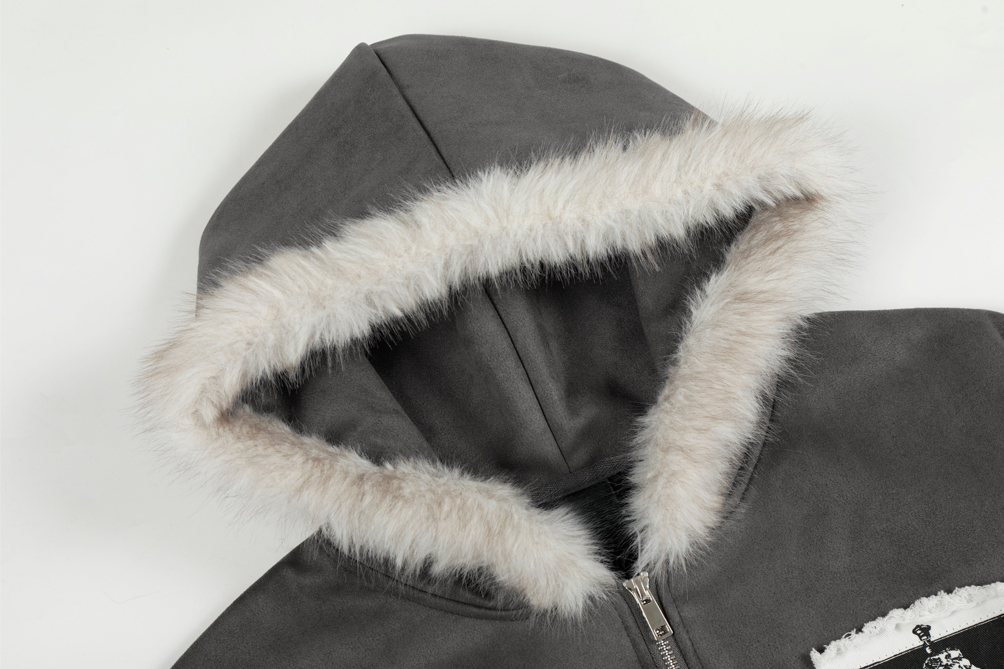 Omirad Graphic Faux-Fur Hooded Zip Jacket