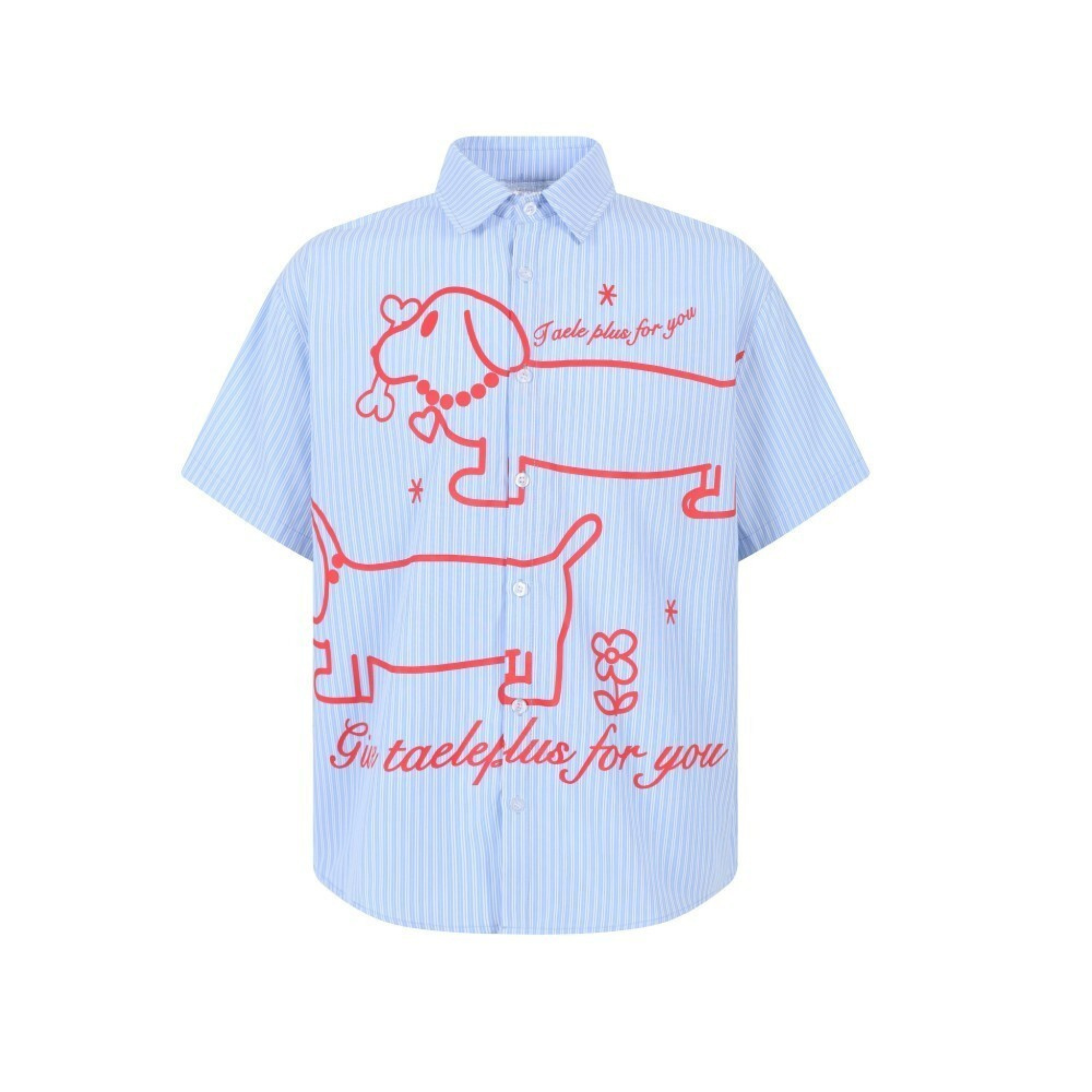 Omirad “Puppy For You” Striped Short-Sleeve Shirt