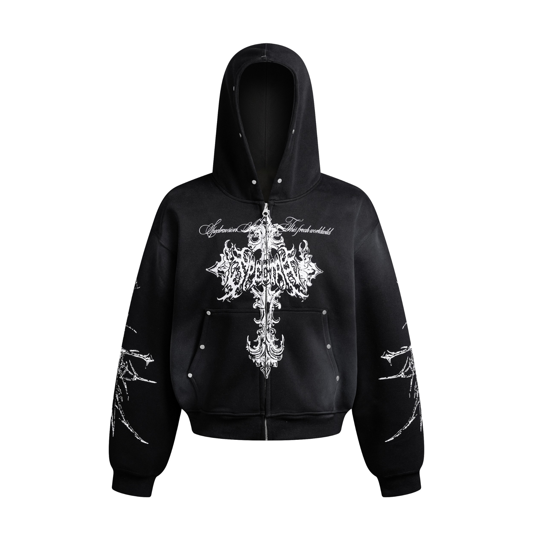Omirad Gothic Cross Zip Hoodie