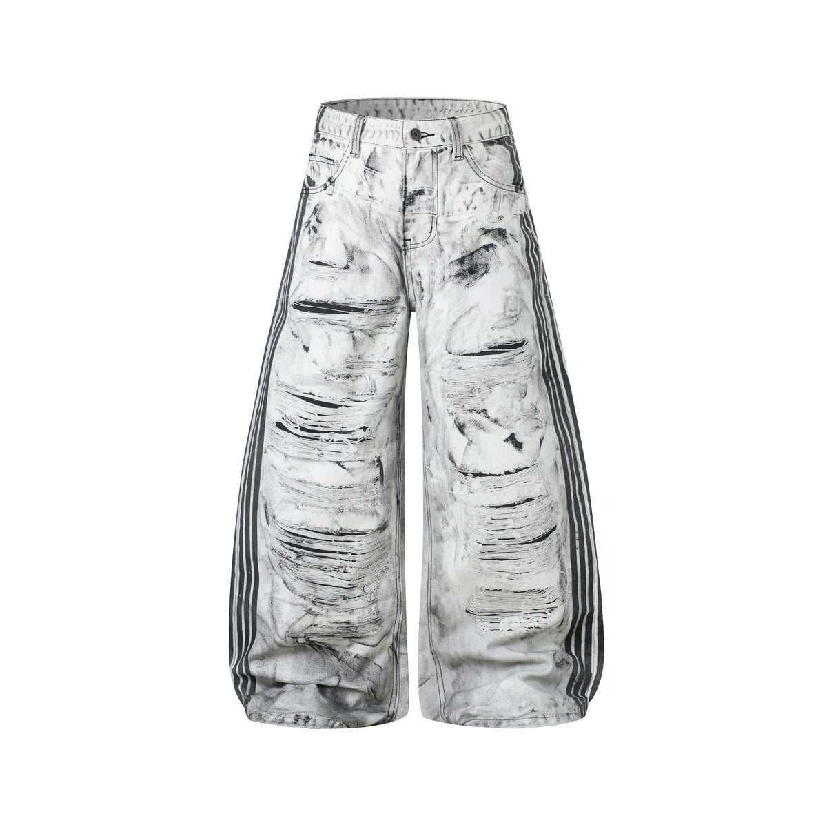 Omirad Distressed Stripe Wide-Leg Jeans