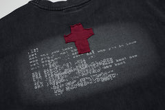 Omirad Distressed Cross Graphic Sleeveless T-Shirt