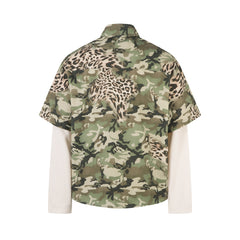 Omirad Layered Camo-Leopard Short-Sleeve Shirt