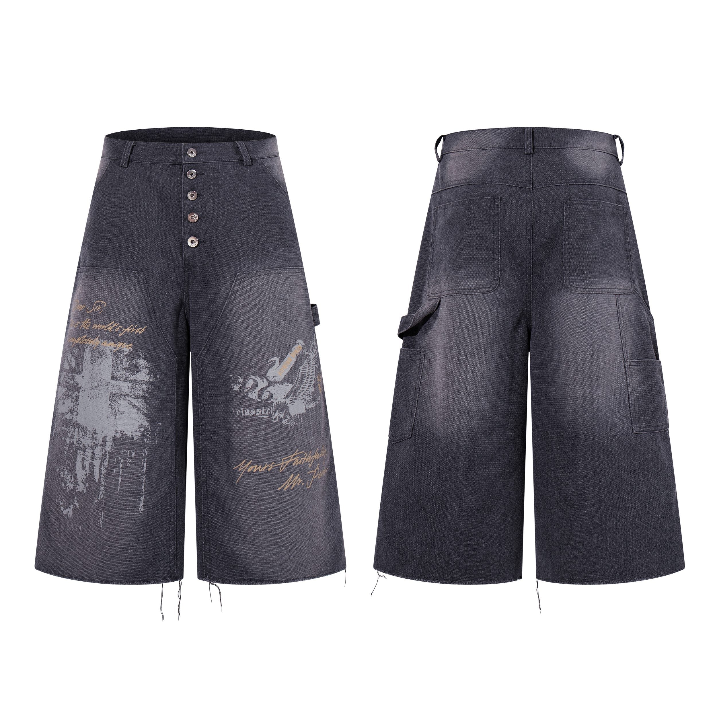 Omirad Vintage Graphic Denim Shorts