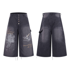 Omirad Vintage Graphic Denim Shorts