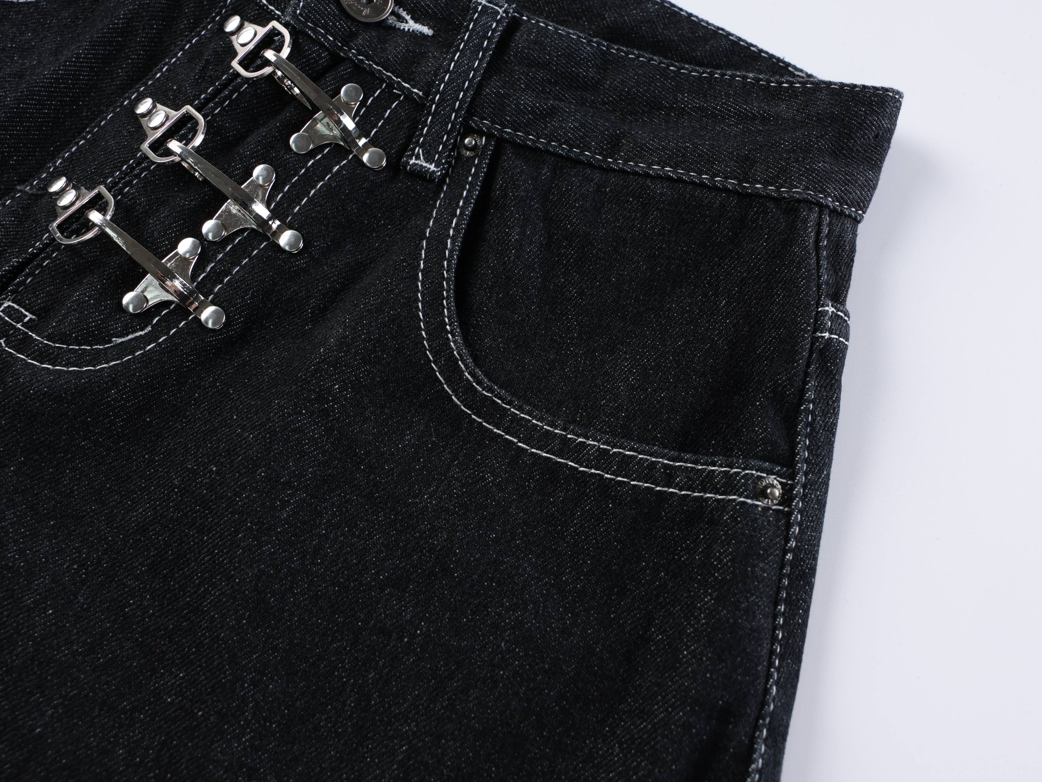 Omirad Wide-Leg Buckle Denim Shorts
