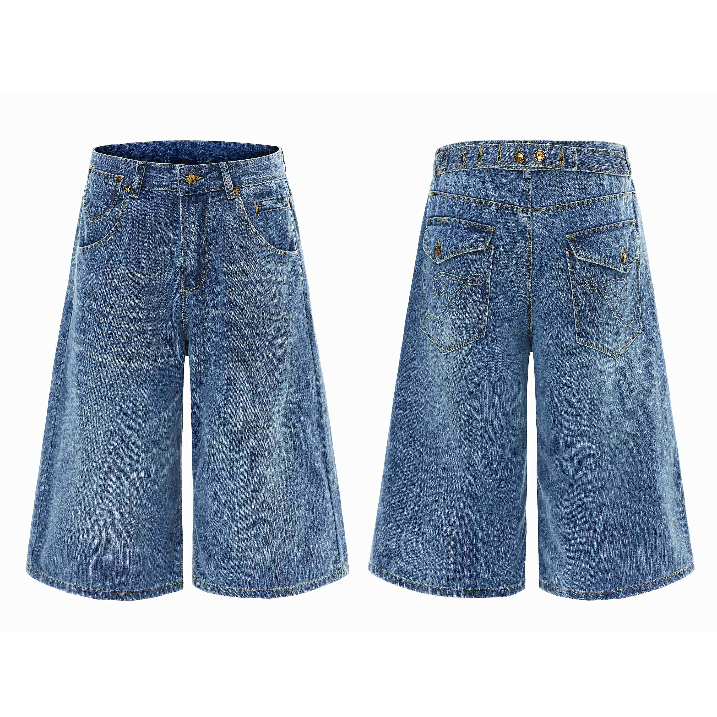 Omirad Vintage Wide-Leg Denim Shorts