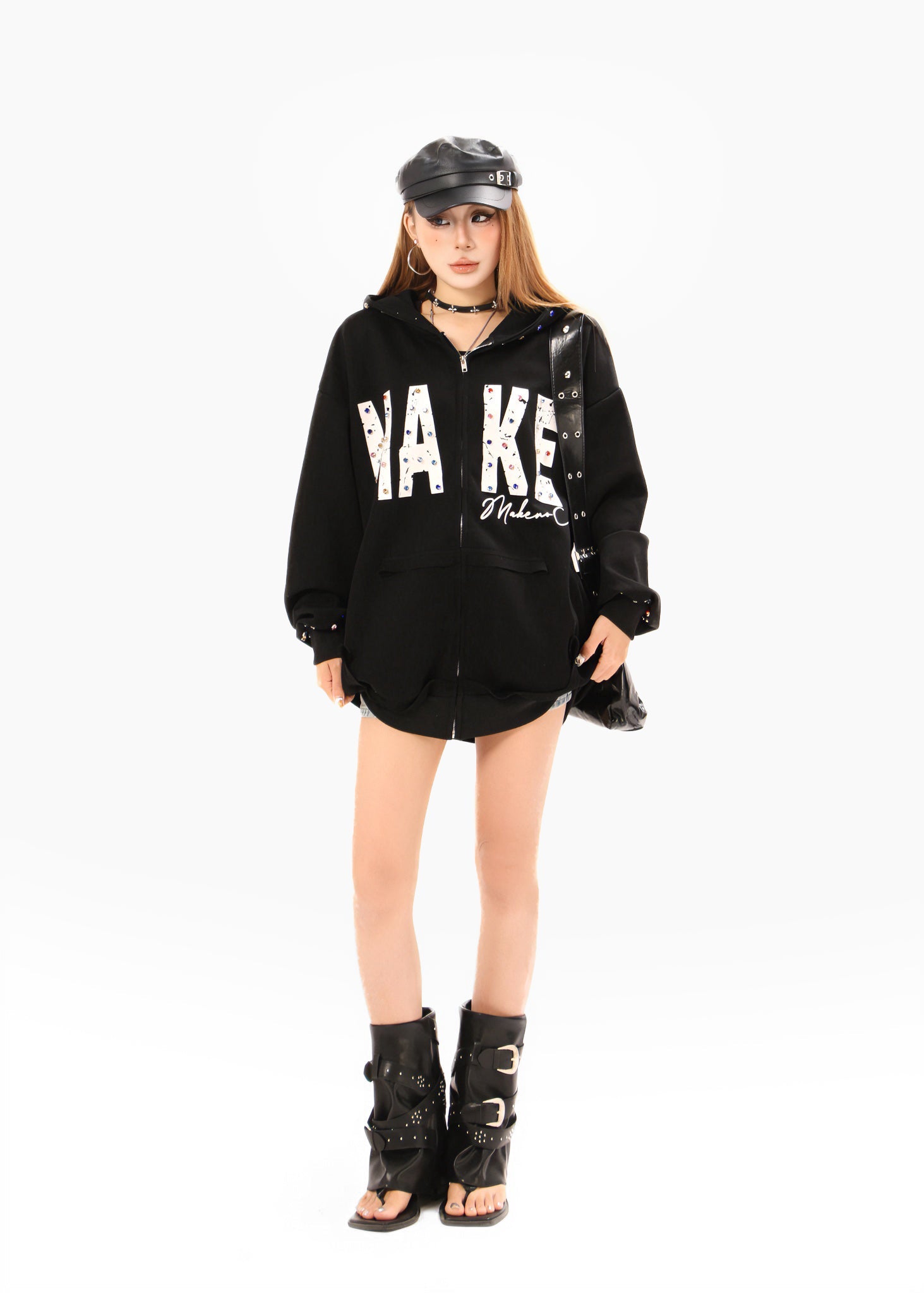 Omirad “MAKE” Studded Zip Hoodie