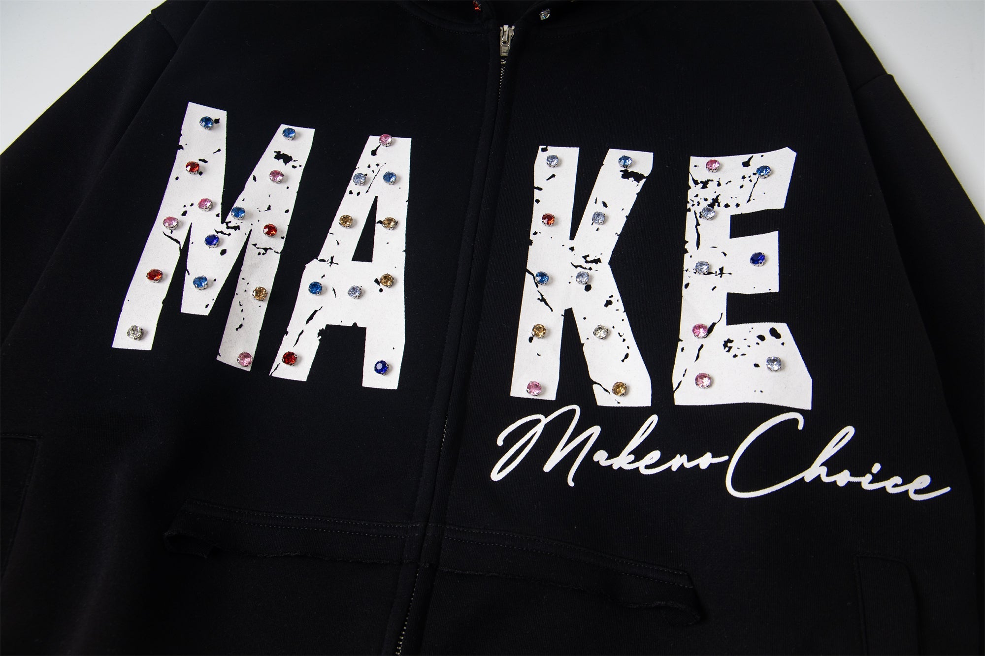 Omirad “MAKE” Studded Zip Hoodie