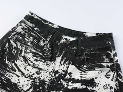 Omirad Monochrome Animal Print Wide-Leg Jeans