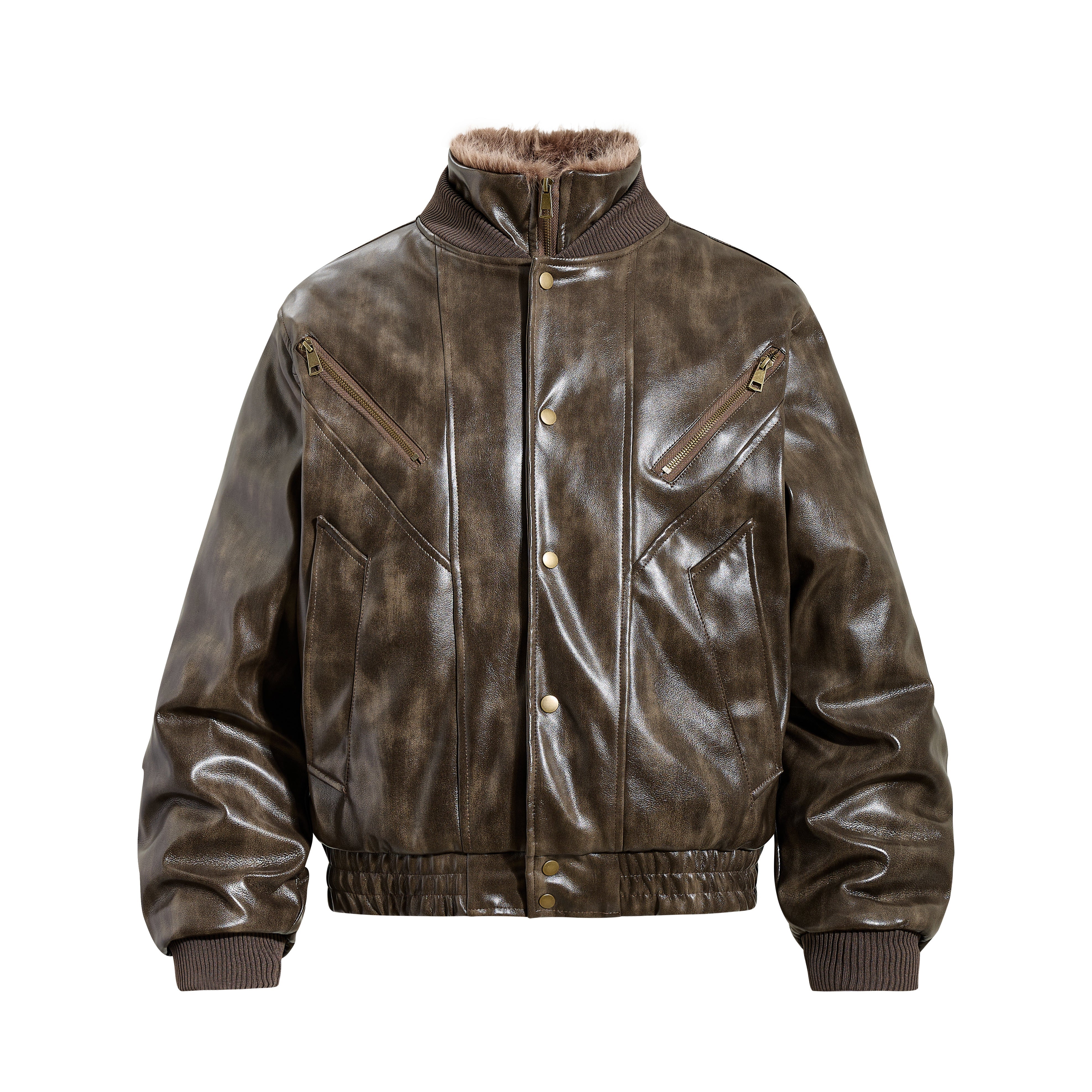 Omirad Faux Leather Bomber Jacket