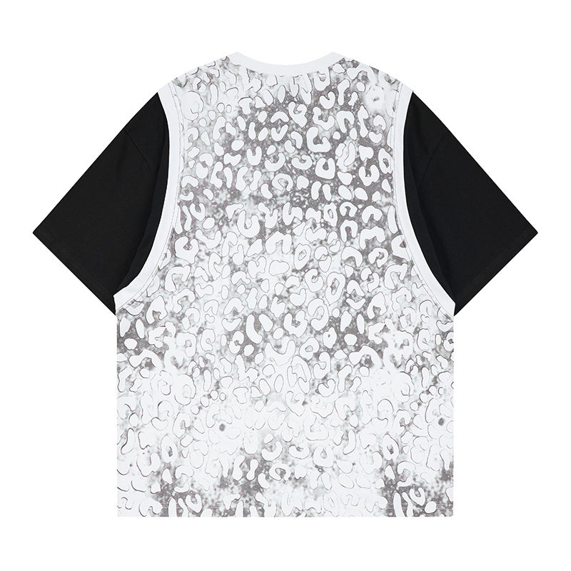 Omirad Leopard Mesh Layered Graphic T-Shirt