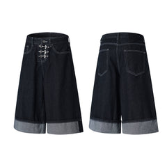 Omirad Wide-Leg Buckle Denim Shorts