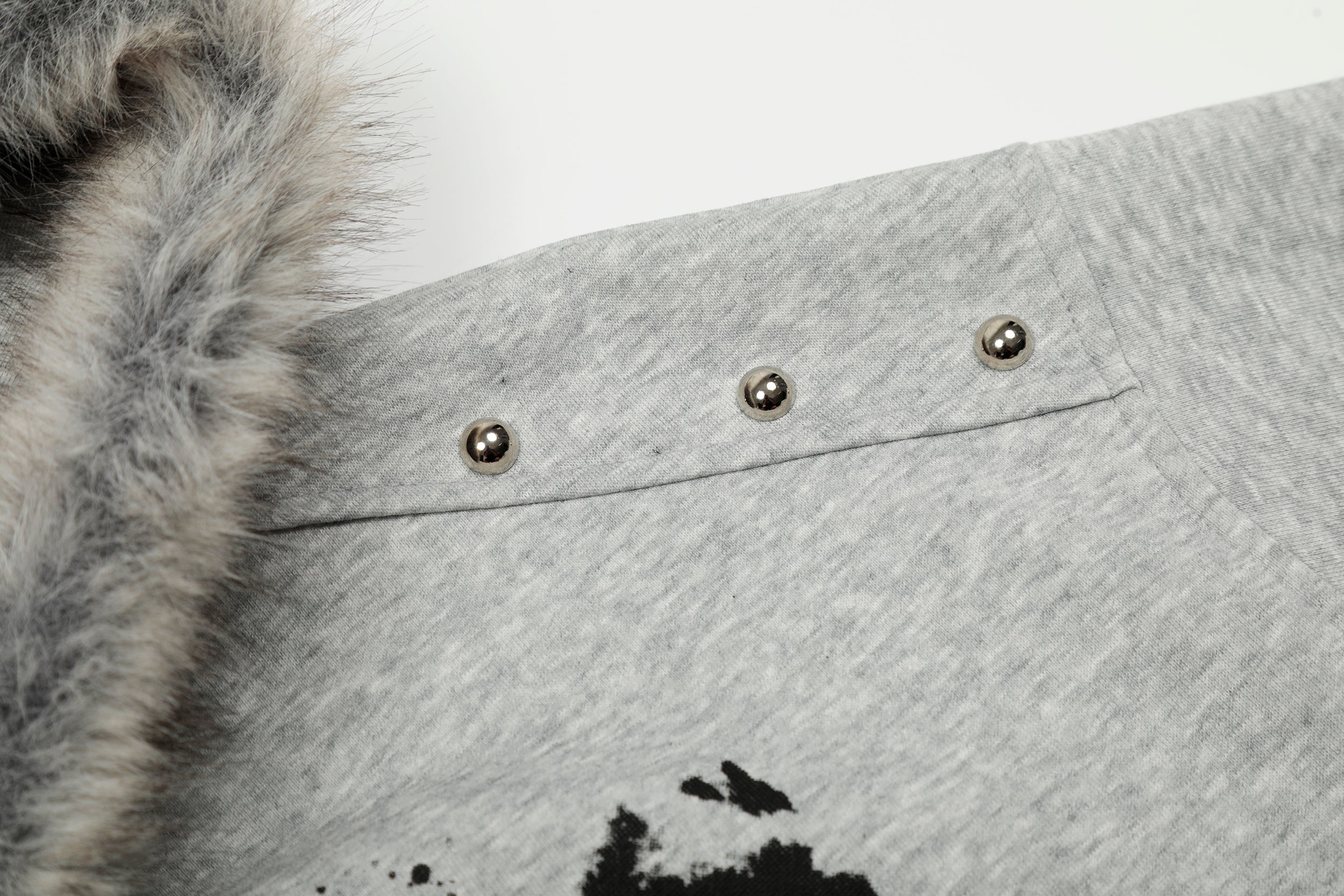 Omirad Faux-Fur Collar Graffiti Zip Hoodie