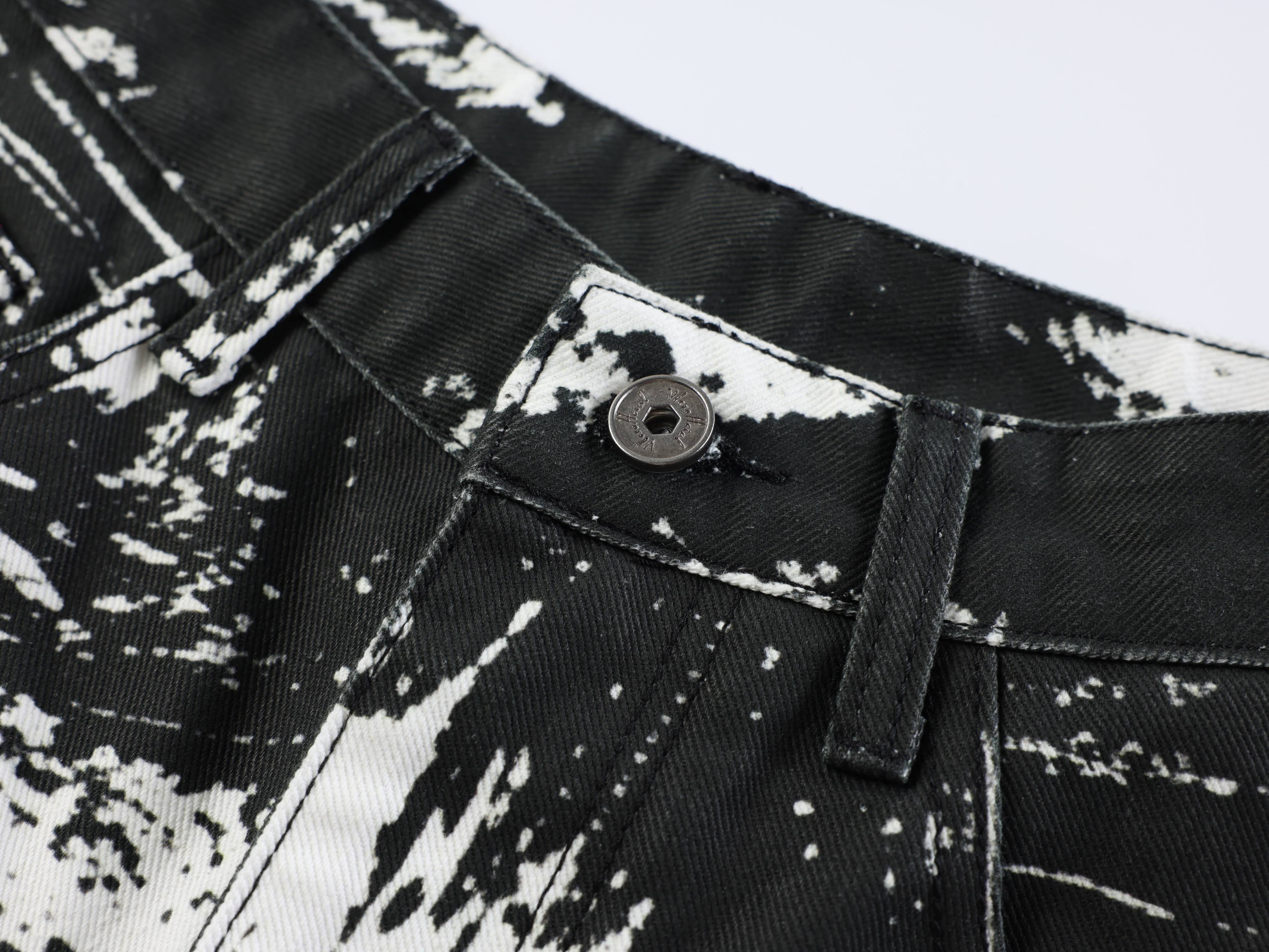 Omirad Monochrome Animal Print Wide-Leg Jeans