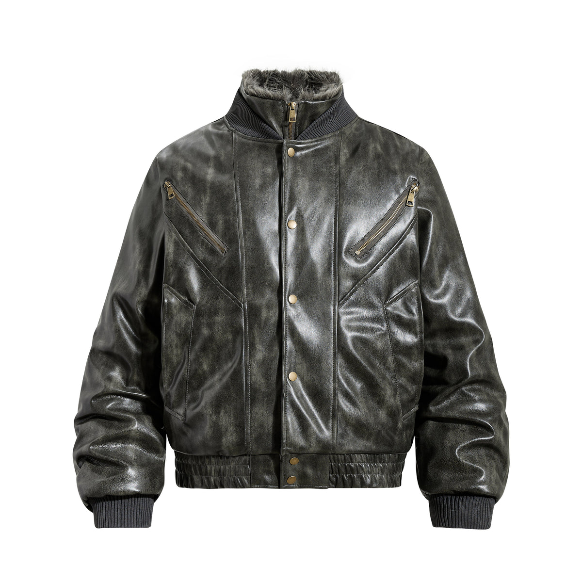 Omirad Faux Leather Bomber Jacket