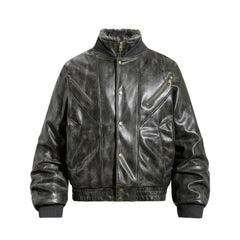 Omirad Faux Leather Bomber Jacket