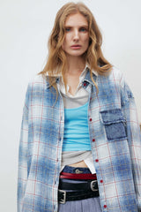 Omirad Vintage Plaid Flannel Shirt