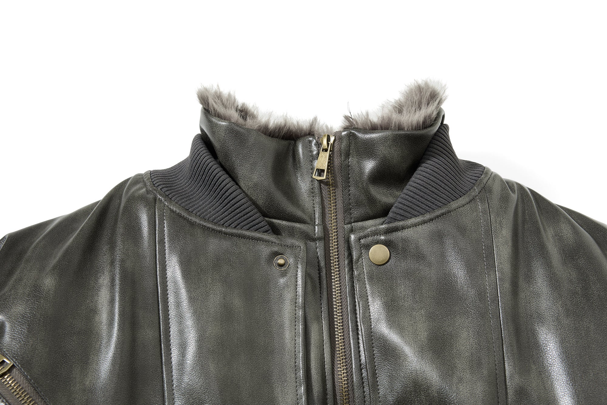 Omirad Faux Leather Bomber Jacket