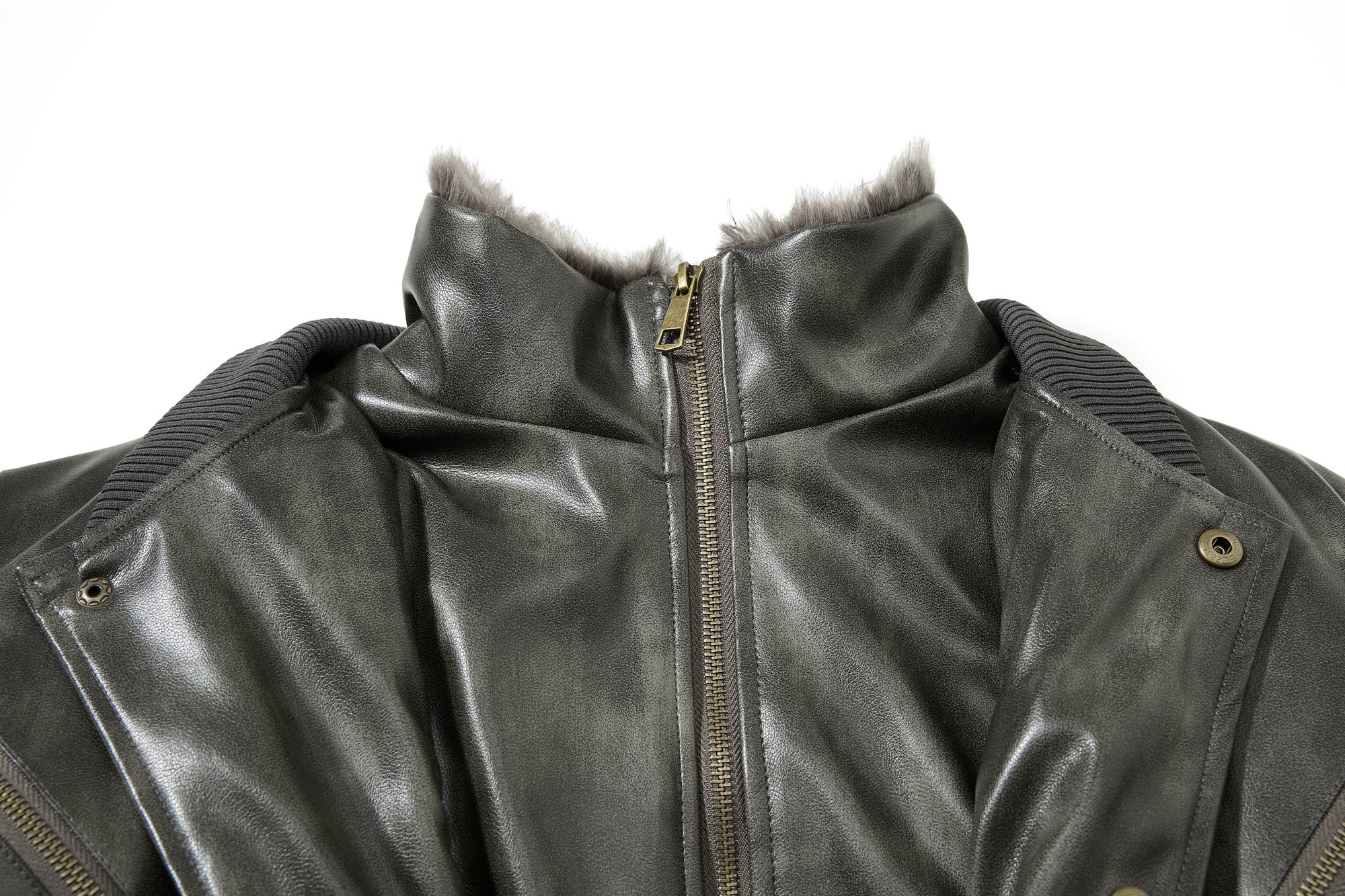 Omirad Faux Leather Bomber Jacket