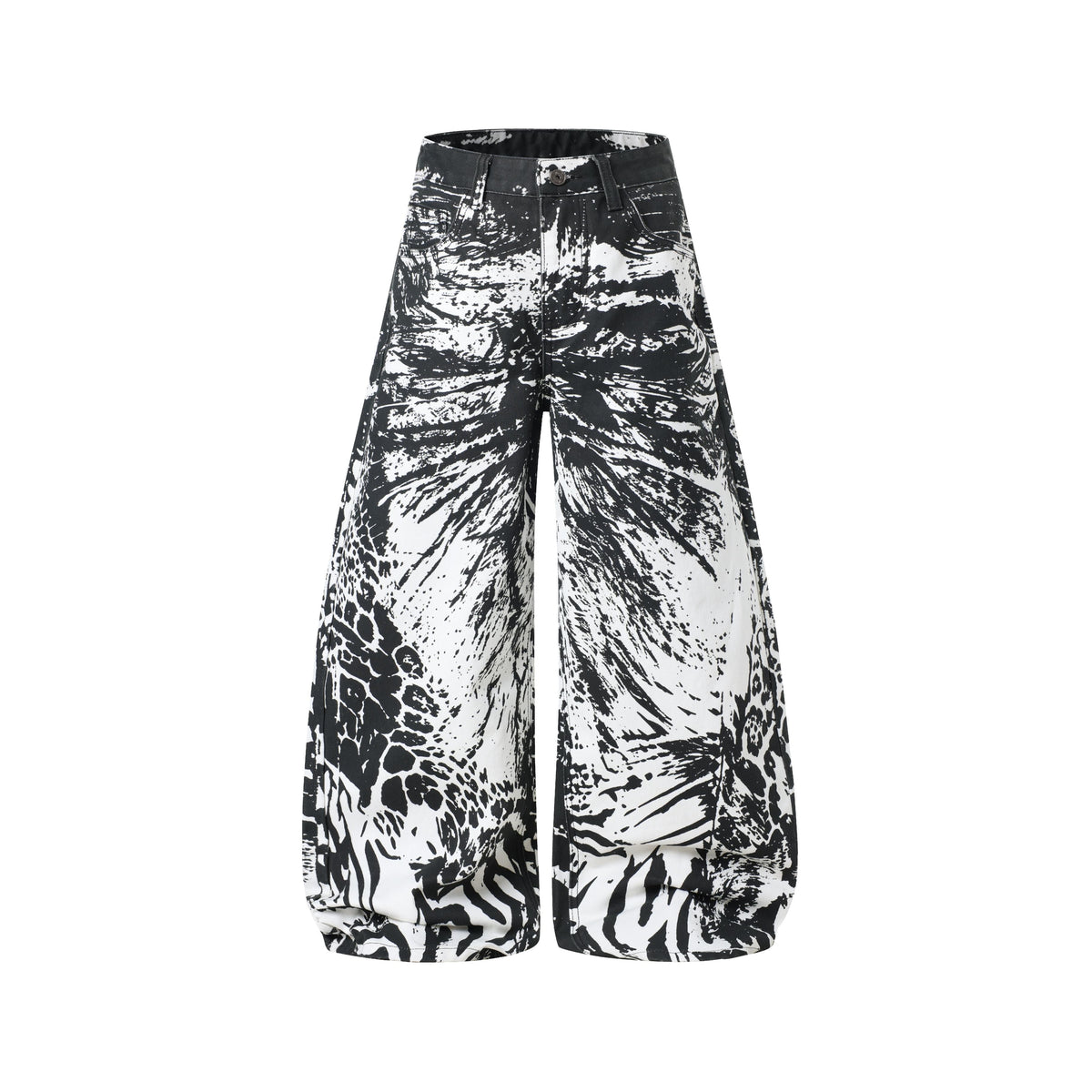Omirad Monochrome Animal Print Wide-Leg Jeans