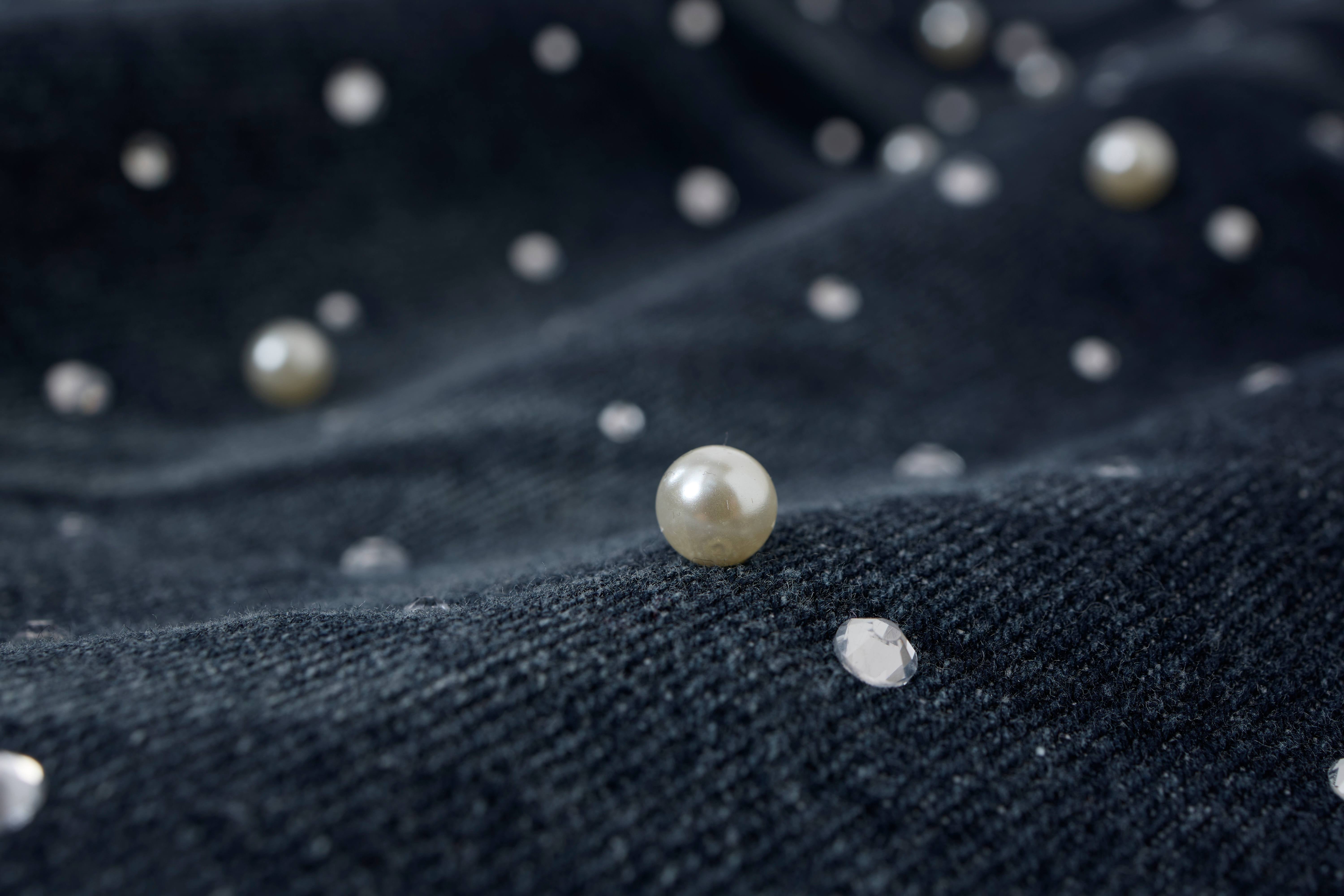 Omirad Pearl Studded Denim Shorts